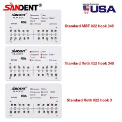Dental Orthodontic Metal Bracket Braces Standard Roth/MBT 022 3/345 Hooks L