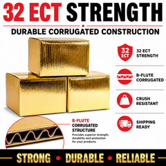6x6x4 Metallic Gold Gift Boxes 32 ECT Designer Shipping Mailers