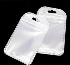 Resealable White Clear Zip Plastic Bag Retail Packaging Lock Pouches W/Hang Hole