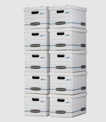 (10 Pack) Bankers Box Basic Duty Letter/Legal File Storage Box with Lids, White