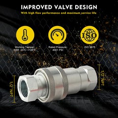 1/2″ Ag Hydraulic Quick Connect Couplers Couplings, Ball Pioneer Style 2 Sets
