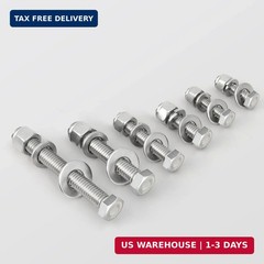 (12 Sets) 1/4-20 x 2 Hex Head Screw Bolt,Lock Nuts,Flat & Lock Washers Kits,304