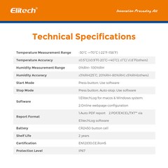 Elitech LogEt 1 TH Temperature & Humidity Data Logger Single Use PDF Report USB