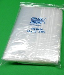 100 Zippit Reloc 10×12 Zip Seal Slide Lock Bags Large Clear 2 Mil Reclosable