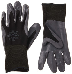 Showa Atlas 370 BLACK Nitrile Palm Coated LIGHTWEIGHT GARDENING WORK GLOVES S-XL