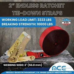 USA Heavy Duty 2″ x 20′ Motorcycle Utility Endless Ratchet Tie Down Strap