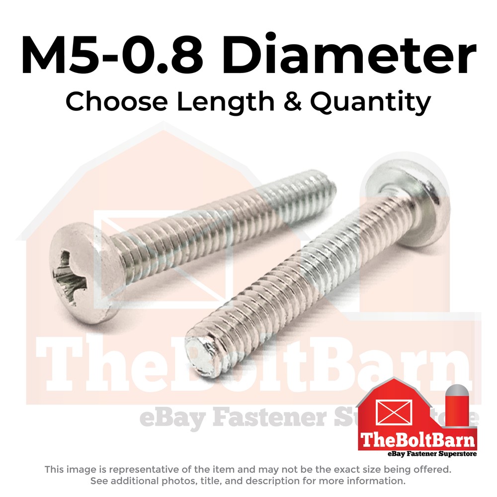 M5-0.8 Stainless Phillips Pan Head Machine Screws (Choose Length & Qty)