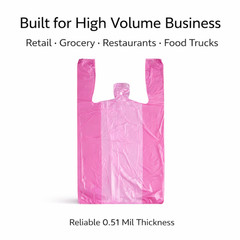 Choice 1/6 T-Shirt Plastic Grocery Bags 21×6.5×11.5 0.51 Mil Choose Color