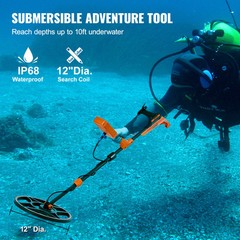 LCD Display Metal Detector 12 inch Coil Gold Digger Hunter IP68 Waterproof