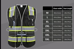 *JKSafety 9 Pockets Hi-Vis Black Safety Vest 3XL