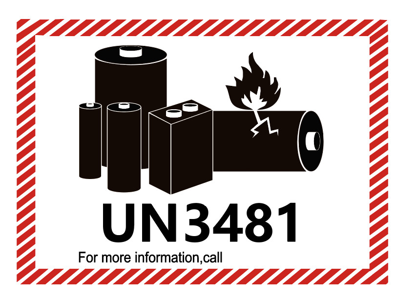 Lithium Battery UN3481 Shipping Labels, 2.76 × 1.97 Inches, 500 Labels Per Roll