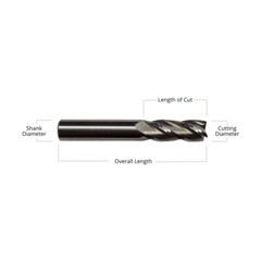 5 PCS 1/2″ 4 FLUTE CARBIDE END MILL – REGULAR LENGTH – TiALN COATED