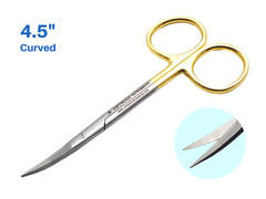 Scissors Surgical 4.5″ Curved Gold Plated Handle w/ Tungsten Carbide ARTMAN