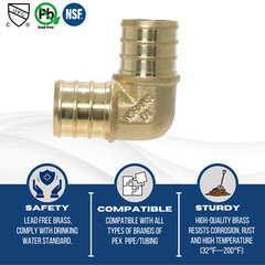 10 Pcs XFITTING 3/4″ Pex Elbow, Lead Free Brass, Pex Barb Crimp Fittings