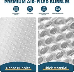 Metronic Bubble Cushioning Wrap 2 Pack 12 Inch x 72ft Total, Dense Bubble Packin