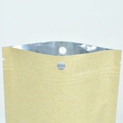 100 Kraft Paper Mylar Stand Up Pouch with Hang Hole Resealable Zipper Food Bags