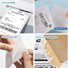 Fanfold 4 X 6 Direct Thermal Labels White Perforated Shipping Labels, 1000 Label