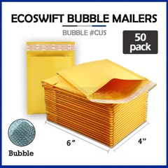 50 #0000 4 x 6 ECOSWIFT SMALL SELF SEAL KRAFT BUBBLE MAILERS PADDED ENVELOPES