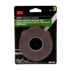 3M Super-Strength Molding Tape, 1/2 in x 15 ft, High Strength Double-Sided Adhes