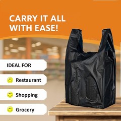12×6.5×22 Inches Black Plastic Shopping Bags for Grocery Takeout 1800 Pcs