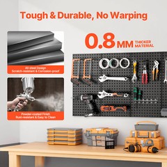 Metal Pegboard Panels 4 Pcs 24″ x 12″ Wall Organizer for Garage Tool Storage