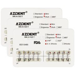 10 Kits AZDENT Dental Orthodontic Metal Bracket Braces Mini Roth .018 Hooks 345