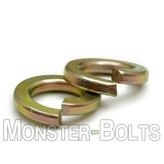 Split Lock Washers Thru Hardened Alloy, Zinc Yellow 1/4, 5/16, 3/8, 7/16 1/2 3/4