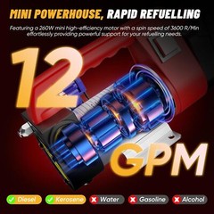Cordless Electric Fuel Transfer Pump with Nozzle & Hoses Kit 12GPM 4.0Ah Battery