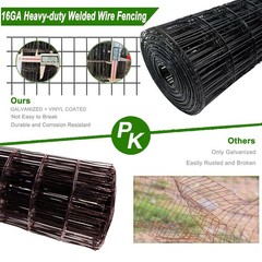 Welded Wire Fence 36inch x 2inch x 3inch Black PVC Coated Garden Fencing 50ft