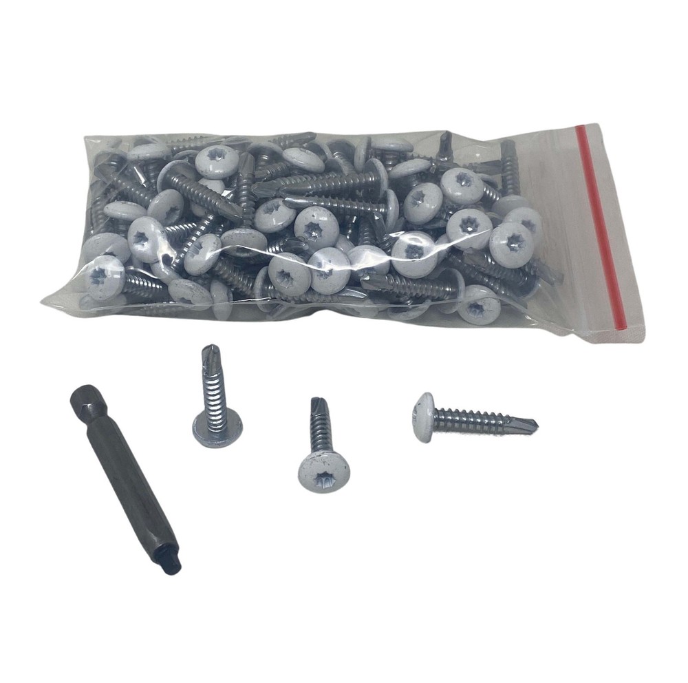100 Pack White 1″ Inch Torx Self Tapping Sheet Metal Cargo Trailer Screws