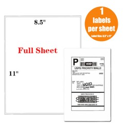 100 Full Sheet Shipping Labels 8.5×11 Self Adhesive Blank Paper for Laser/Inkjet
