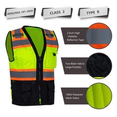 Safety Vest for Men High Visibility Mesh Vest Reflective with 8 Pockets and Z…