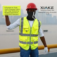 9 Pockets Class 2 High Visibility Reflective Safety Vest for Men Women,Meets …
