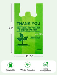 200 Count 100% Biodegradable Thank You Bags – Compostable, Recyclable, Eco-Frien