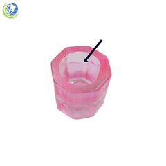 2 X GLASS DAPPEN DISH PINK COATED ACRYLIC LIQUID CONTAINER DENTAL COSMETOLOGY