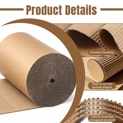 12 x 394 Inch Corrugated Cardboard Roll, Singleface Corrugated Paper Roll B Flut