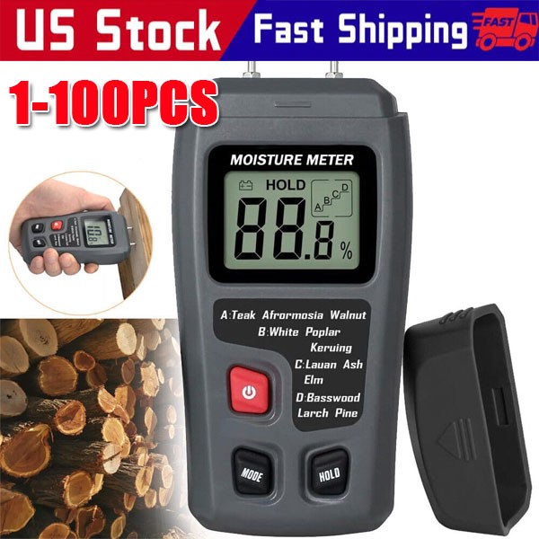 LCD Wood Moisture Tester Meter Detector Firewood Paper Cardboard