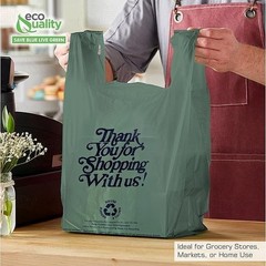 12×6.5×22 Inches Green Plastic Shopping Bags for Grocery Takeout Retail 800 Pcs