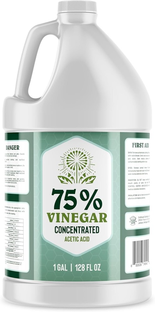 75% Vinegar – 1 Gallon – Concentrated Acetic Acid – Heavy Duty – USA Bulk