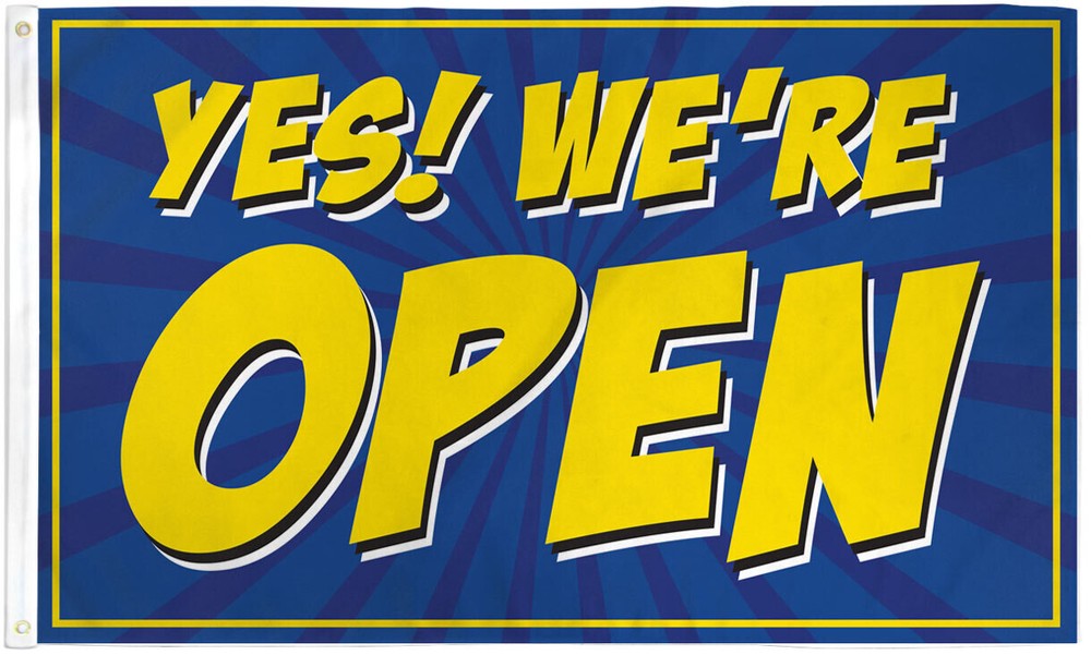 Yes We Are Open Flag 3x5ft Business Flag Advertising Sign Open Flag BLUE