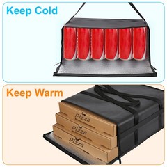 Insulated Pizza Delivery Bag Thermal Food Carrier w/ Handles Dual Zipper 20x20x8