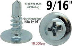 Modified Truss Head Phillips 8x 9/16 Self-Drilling Lath Tek Screws (10,000) BULK