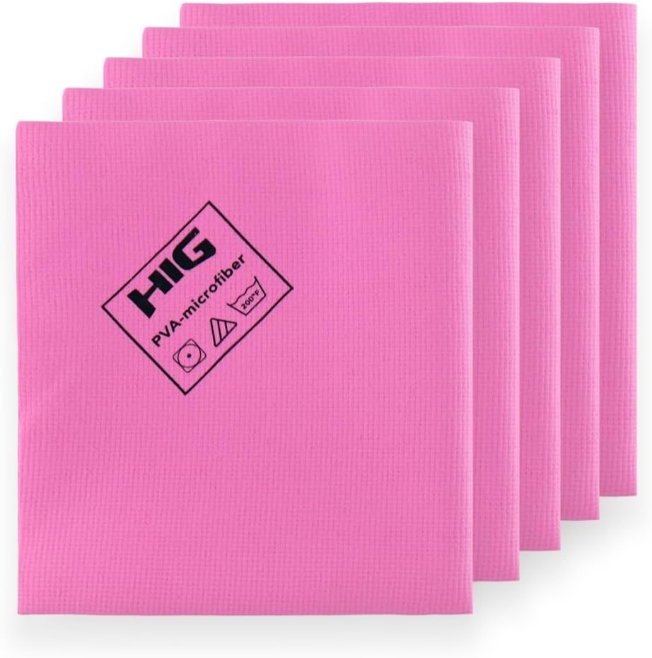 PVA Microfiber Cleaning Towels, Streak Free Shine,Ultra Absorbent, 5 Pack (pink)
