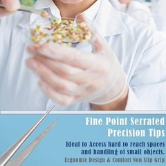 8″ Stainless Steel Precision Forceps with Fine Straight Serrated Tips for Lab