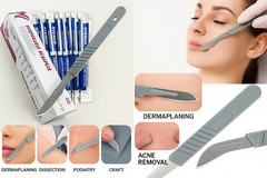 10PC DISPOSABLE SCALPELS #22-SINGLE USE – DISSECTING, SURGICAL, DERMAPLANING