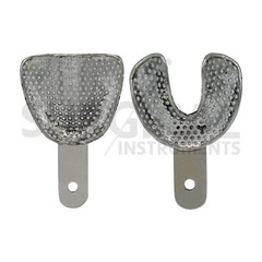 6 Metal Dental Impression Trays set Perforated Upper & Lower Denture Edentulous