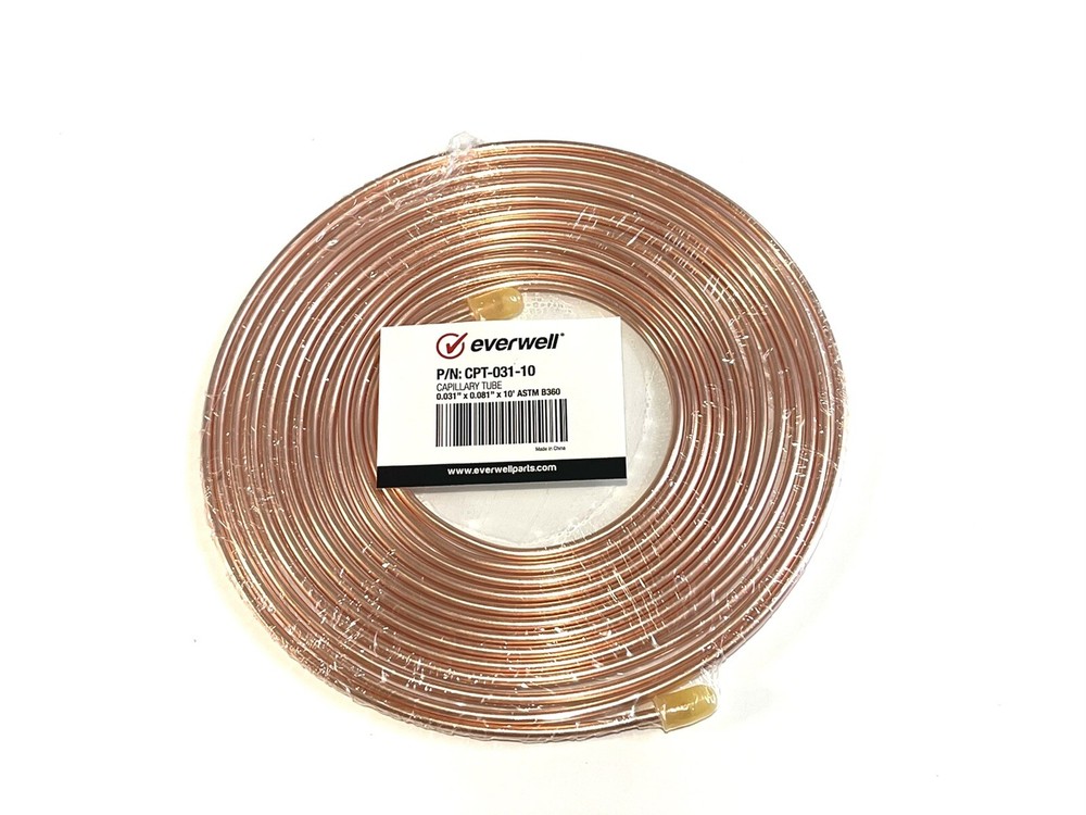 REFRIGERATION COPPER CAPILLARY TUBING 0.031″ (ID) x 0.081″ (OD) x10ft ASTM B-360