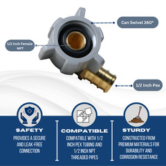 1 Pc. 1/2″ Pex X 1/2″ Female Swivel Elbow, 1/2″ Pex Female Swivel Elbow 25-2-2=1