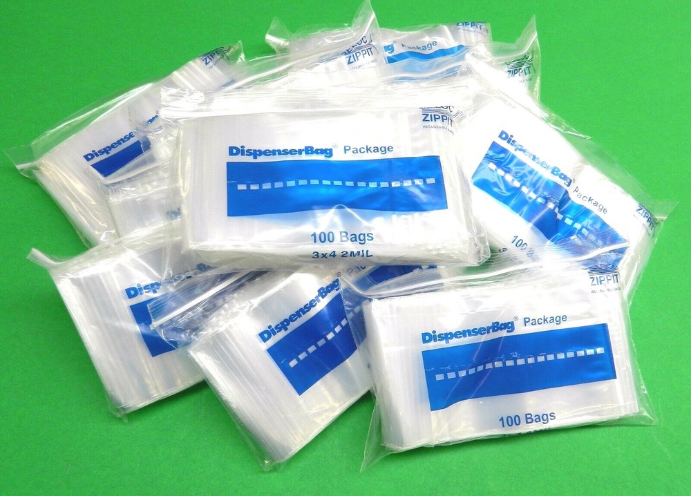 1000 3″x4″ Reloc Zippit Slide Top Lock Bags Clear 2mil Reclosable Baggies 3 x 4