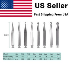 Dental Round Latch Carbide Bur RA 1 2 3 4 5 6 7 8 Midwest For Slow Low Speed ty